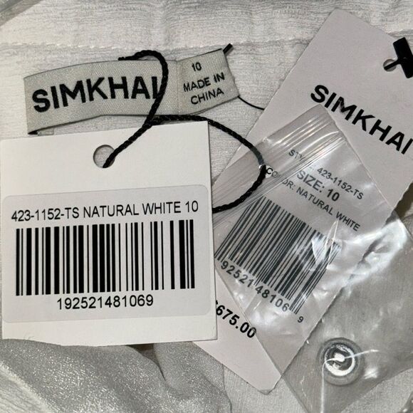 NWT SIMKHAI Puffed Off-The-Shoulder Minidress Natural White Size 10 - Picture 11 of 12